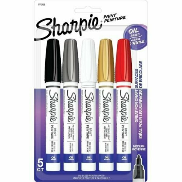 Newell Brands Sharpie Paint Marker, Oil-Based, Medium Point, B-AST, 5PK SAN1770458